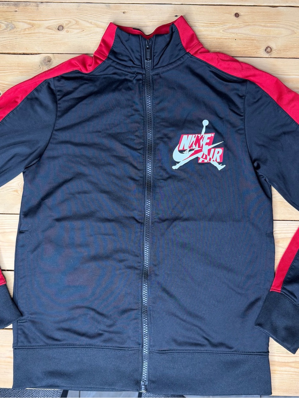 Jordan NikeBlack and Red Athletic Zip-Up Track Jacket Boys Sz M